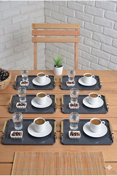 HızlıTrend 6' Acrylic Coffee Presentation Tray 25X17Cm Gray