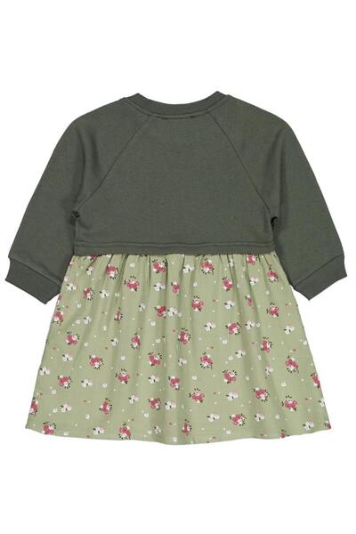 Civil Girls Floral Patterned Dress for Ages 2-5 - Khaki 3-4 Years