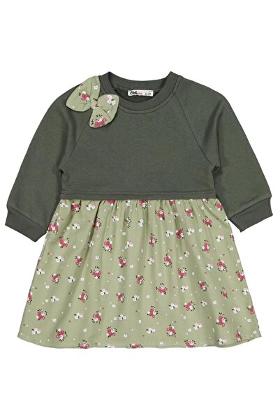 Civil Girls Floral Patterned Dress for Ages 2-5 - Khaki 3-4 Years