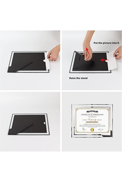 Generic Picture Frames, Silver Glass Certificate Frame for Document Diploma, Tabletop Display 8.6x12in