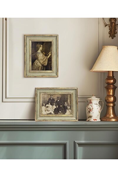 Generic Antique Line Picture Frame 5x7 Green (Green & Gold, 5x7)