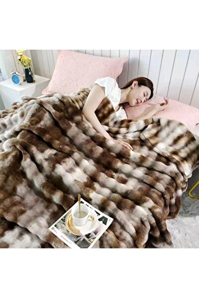 Truva Grup Fluffy Blanket Double Bed 200x230 cm – Faux Rabbit Fur, Ultra Soft
