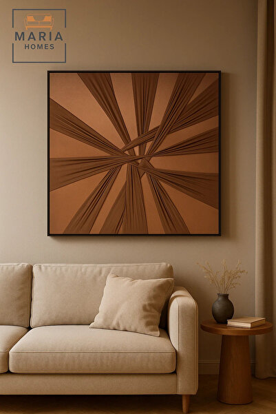 MARIA HOMES لوحة فنية تجريدية بنسيج بني - ديكور عصري بسيط لغرفة المعيشة وغرفة...