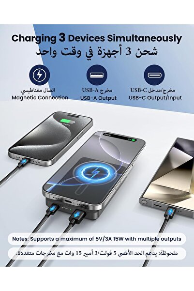 PDBEST Magnetic Power Bank 12000mAh Wireless Portable Charger for MagSafe - Grey