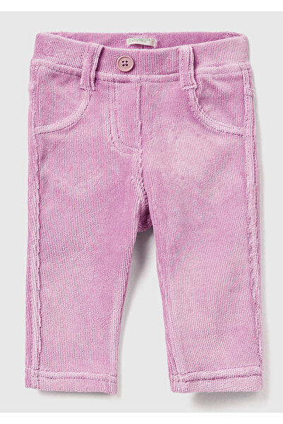 United Colors of Benetton بنطلون بيبي ليلك بجيب خلفي مطرز على شكل أرنب
