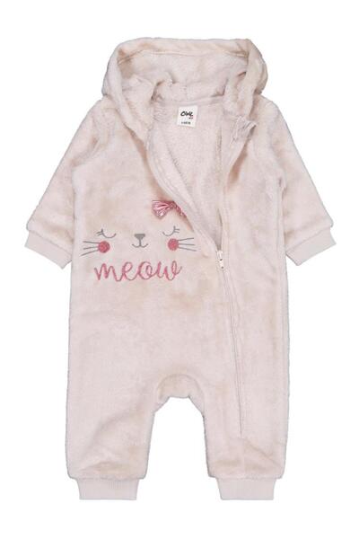 Civil Baby Bow Meow Embroidered 6-18 Months Jumpsuit - Beige 12-18 Months