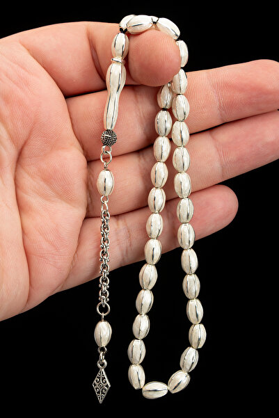 OTTOTESBİH Rozariu din metal cu design special alb argintiu 41Gr 6x9mm