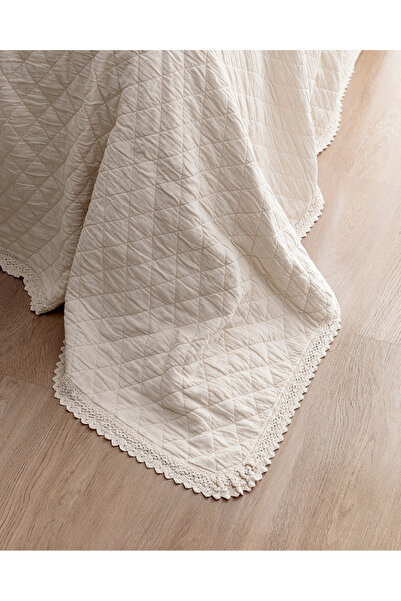 Madame Coco Maveray Double Size 100% Cotton Bedspread Set - Ecru