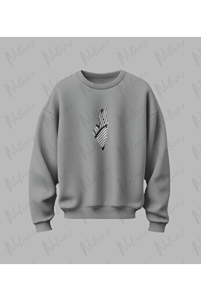 Nulivez Palestine Design Back Printed High Quality Unisex Oversized O Neck Sweatshirt