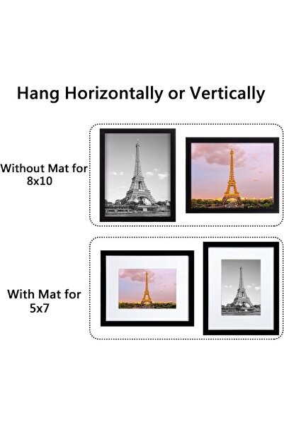 X SPRING Picture Frame Set of 5, 5x7 Inch Black Photo Frames