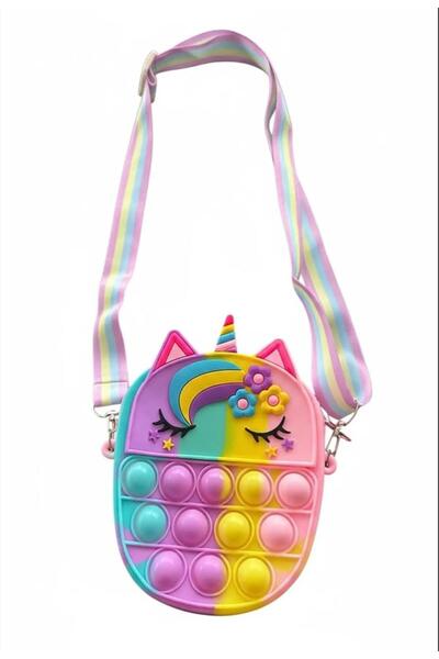 shop Unicorn Figürlü Karışık Renkli Askılı Fermuarlı Tek Gözlü Silikon Pop-it...