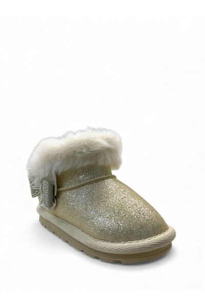 BUCKHEAD Girl's Beige Glitter Fur Boots Buck3061