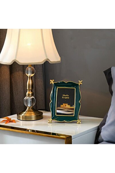 X SPRING Vintage 4x6 Photo Frame - Ornate Retro Green & Gold (Wall & Tabletop)