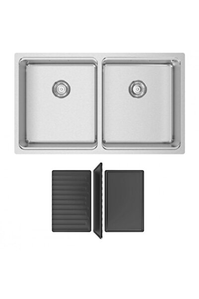 CookingAid Set chiuvetă de bucătărie Una 75 cu două cuve din oțel inoxidabil 740x440x200 mm