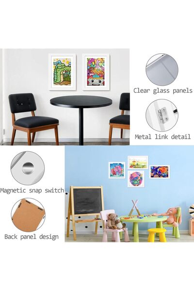 Duomama A4 Kids Art Frame - Front Opening Picture Frame for Children's Artwork - White