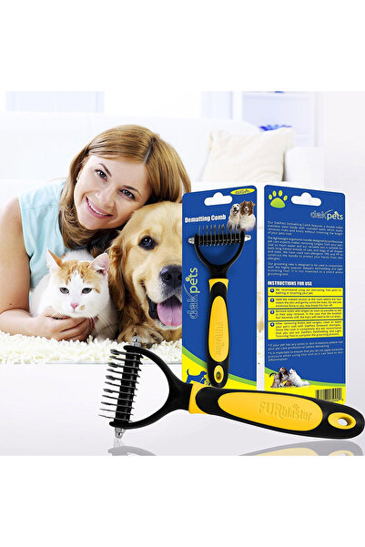 OEM DakPets Yellow Stainless Steel and Rubber Brush for Dogs and Cats