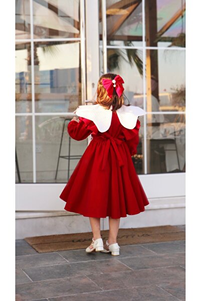 HAWRAA Red velvet dress for girls with a luxurious design and distinctive details