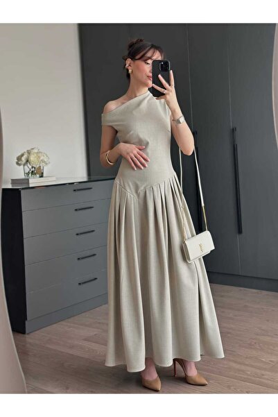 Tugen Co Design Boat Neck Pleated Dress