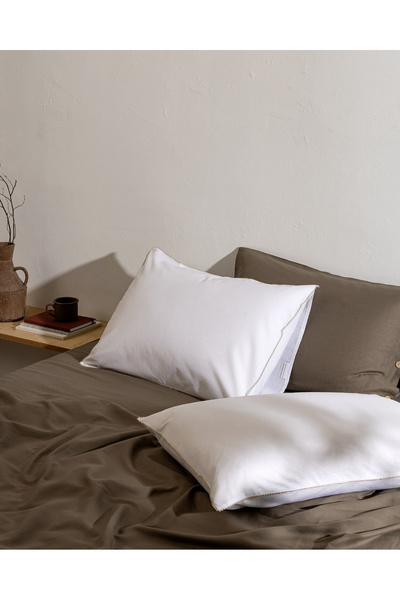 Madame Coco Aulne 100% Cotton 2-Piece Pillowcase - White/Beige