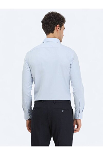 Kip Light Blue Plain Slim Fit Woven Classic Cotton Blended Shirt