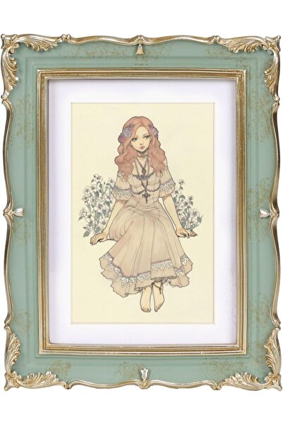 KASTWAVE إطار صورة عتيق مقاس 5×7، لون أخضر نعناعي مع حواف ذهبية مزخرفة