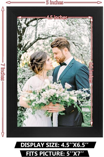 Joyberg 2 Pack 5x7 Black Plastic Picture Frames with Clear Plexiglass