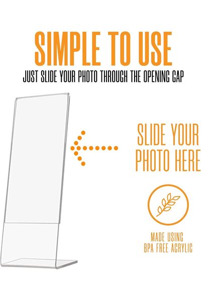 Photo Booth Nook 2 x 6 Inch Slanted Photo Booth Frames - Clear Acrylic (5 pack)