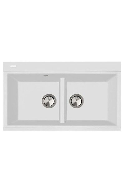 CookingAid Kinga LX8620 Double Granite Kitchen Sink 860x510x235mm Polar White