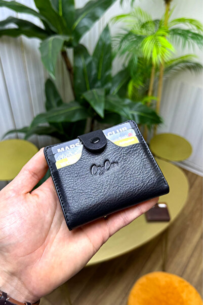 CüzCan Enra Black Genuine Leather Card Holder Wallet Is Stylish and Convenient
