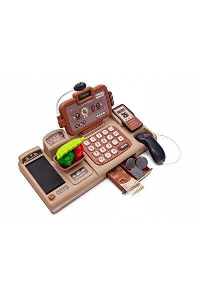 Matadi Cash register with microphone and built-in computer Fun Shopping Brown