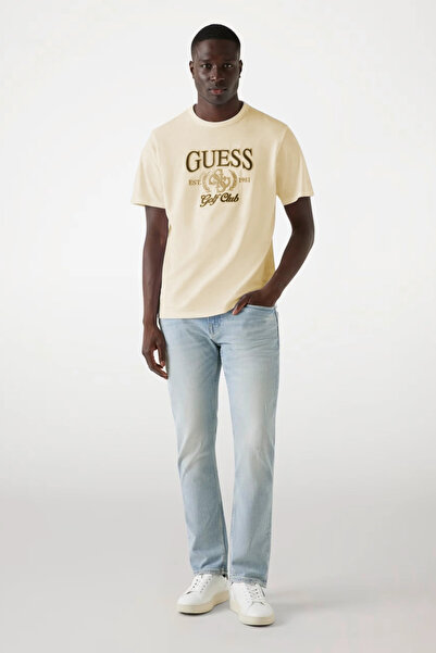 Guess Jersey Men's Beige Regular Fit T-Shirt M5Yi22K8Fq4-G1Fe