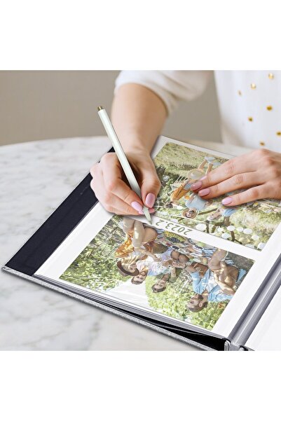 Aputue ألبوم صور - غلاف مقوى من الكتان الرمادي، 40 صفحة ذاتية اللصق، 28 × 27 ...