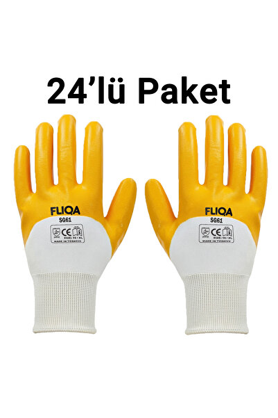 FLIQA SG61 Nitril Aşınmaya Dayanıklı Mekanik İş Eldiveni 24'li Paket