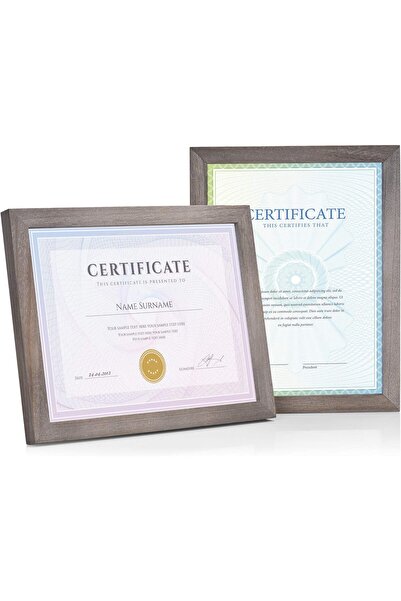 Emfogo Picture Frames 8.5 x 11 - Set of 2 Certificate/Diploma Frames, Weathered Grey