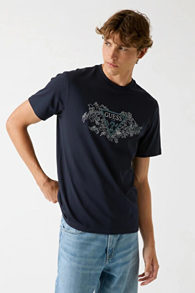 Guess Embroidery Men's Navy Blue Regular Fit T-Shirt M5Bi07I3Z14-G7V2