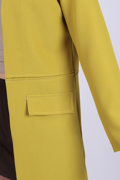 armonika Women's Oil Green Waist Stitched Long Coat Arm-26K001017