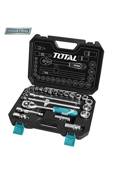 TOTAL Tusa de chei tubulare Industrial - 1/2" cu antrenor - 25 piese