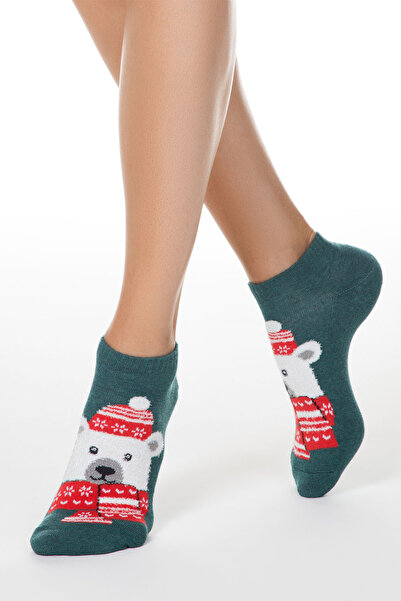 Conte Elegant Women's Christmas Socks with Polar Bear Pattern, 442 - Dark Turquoise, 36-39 (23-25)