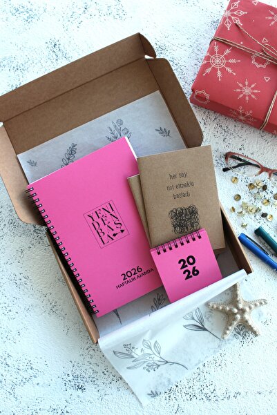 KAĞIT KAYIK PERA AJANDA SETİ - AJANDA- TAKVİM- 2 ADET KRAFT NOT DEFTERİ