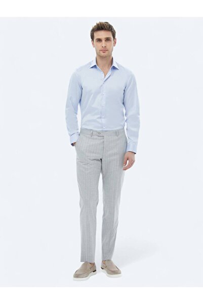 Kip Μπλε Πουκάμισο κλασικό 100% βαμβακερό υφαντό απλό και λεπτή