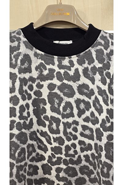 trendbysena Γυναικείο φούτερ με σχέδιο λεοπάρ 2 νήματα βαμβακερό