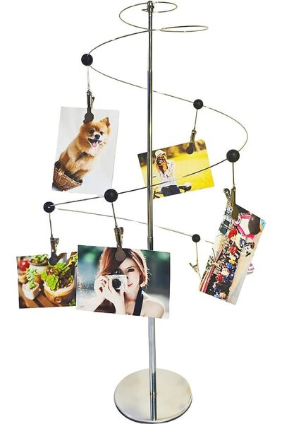 Bukela Desktop Spiral Clip Photo Holder - Plated Stainless Steel
