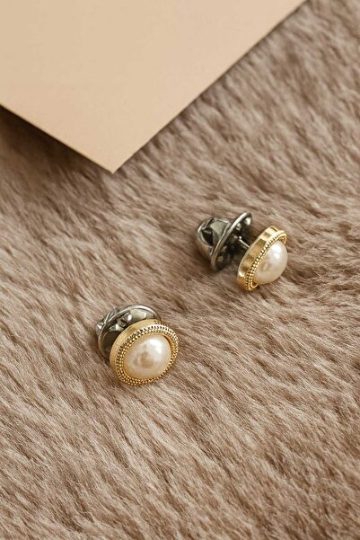 MonAmour's İnci kol yaka rozet düğme aksesuar (2 adet)