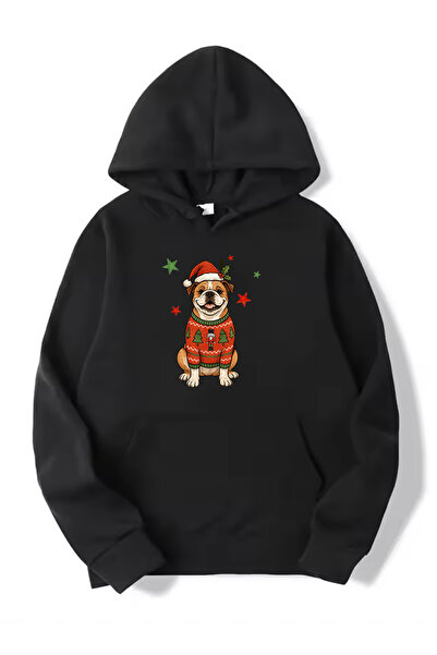 SUNFREE New Year Special Series Dog Christmas Printed Ka Hooded Iyah Sweatshirt