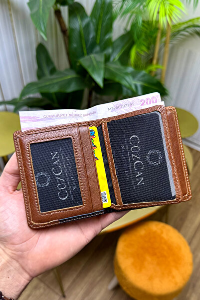 CüzCan Enra Brown-Tan Genuine Leather Card Holder Wallet Is Stylish and Convenient