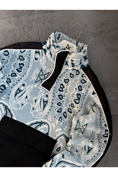 BYBASICMAN Синя плюшева кофта з етнічним візерунком YP-5026