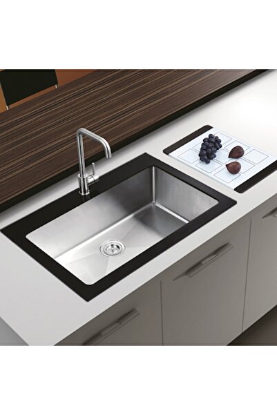 CookingAid Set chiuvetă de bucătărie din sticlă securizată neagră - oțel inoxidabil și sticlă securizată, 620x505mm