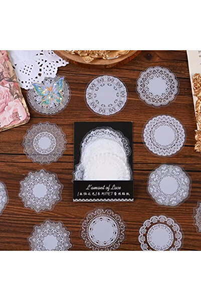 Kolbi Craft 30 قطعة من ملصقات الدانتيل الأبيض الشفاف لتخطيط اليوميات ودفتر ال...