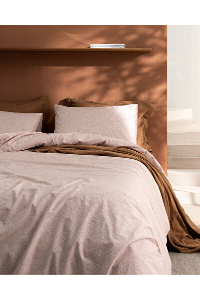 Madame Coco Alida Single 100% Cotton Ranforce Printed Duvet Cover Set - Powder