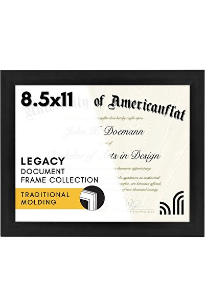 Americanflat إطار صورة أسود مقاس 8.5 × 11 (إطار دبلوم/شهادة)